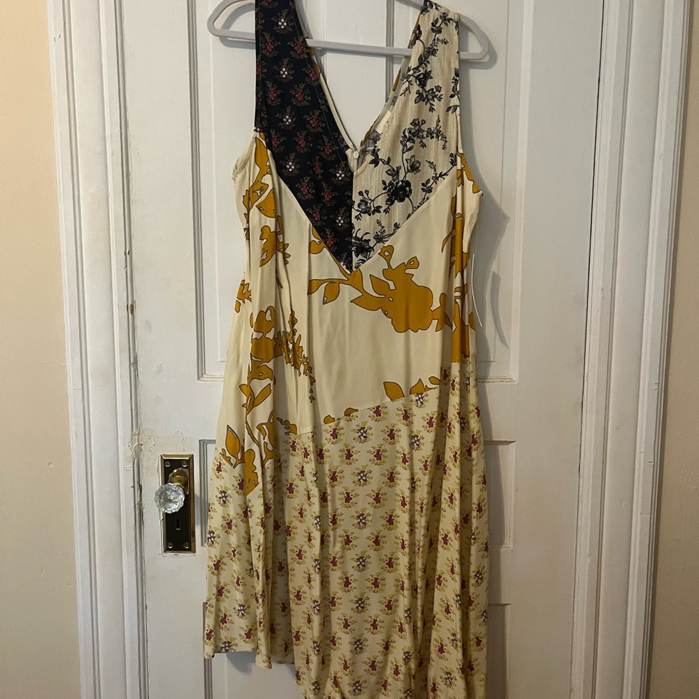 Plenty by Tracy Reese Cream and Black Sleeveless Asymmetrical Sundress